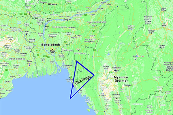 ভয়ংকর ত্রিদেশীয় ব্ল্যাক ট্রায়াঙ্গল ♦ তৈরি হচ্ছে মাদক অস্ত্র, পাচার হয় বাংলাদেশ-ভারতে ♦ দুর্গম কয়েক হাজার বর্গকিলোমিটার অপরাধীদের আশ্রয়স্থল