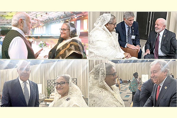 বিশ্বনেতাদের সঙ্গে শেখ হাসিনা ব্রিকসকে বহুমুখী বিশ্বের বাতিঘর হিসেবে আবির্ভূত হওয়ার আহ্বান, পাঁচ দফা প্রস্তাব