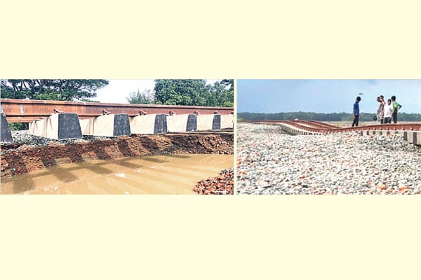 বন্যায় সরে গেছে পাথর বেঁকেছে স্লিপার, দ্রুত মেরামতে আশাবাদ সেপ্টেম্বরেই ট্রেন কক্সবাজারে