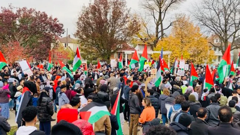 যুক্তরাষ্ট্রের মিশিগানে ইসরাইল বিরোধী বিক্ষোভ সমাবেশ