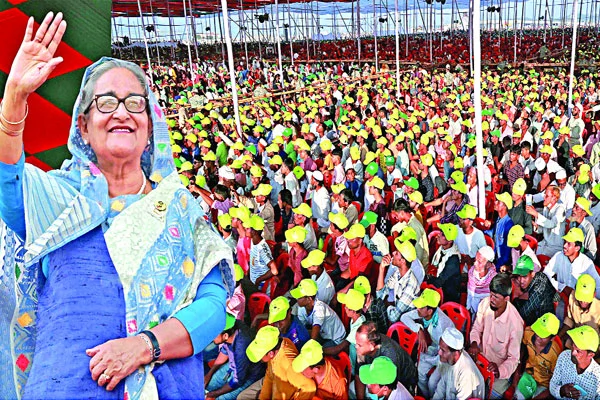 কক্সবাজারে বিশাল জনসভায় প্রধানমন্ত্রী শেখ হাসিনা কাজ শেষ করতে নৌকায় ভোট দিন ♦ আওয়ামী লীগ কল্যাণ করে, অন্যরা ধ্বংস ♦ ক্ষমতার লোভে দেশের সম্পদ তুলে দিতে রাজি নই ♦ শিগগিরই কমবে মূল্যস্ফীতি