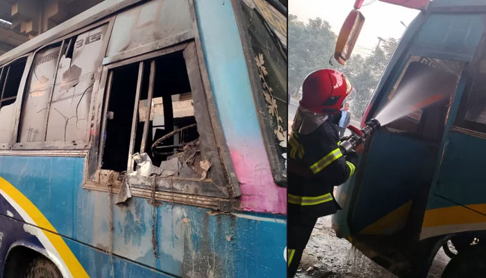 ঢাকা-গাজীপুরে দুই বাসে, সিরাজগঞ্জে ট্রাকে আগুন