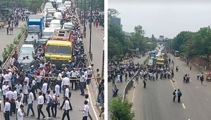 ছয় দফা দাবিতে সাতরাস্তায় পলিটেকনিক শিক্ষার্থীদের অবরোধ