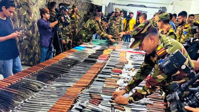 Army seizes over 1,100 sharp weapons in Dhaka’s New Market raid  The seized items include more than a thousand samurai swords, machetes, Chinese axes, local axes, knives, and meat hammer